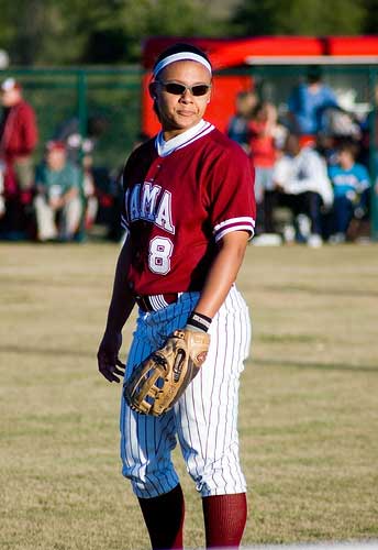 Alabama's Brittaney Rogers plays centerfield 