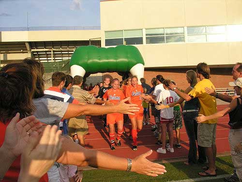 Florida Gators soccer team go through the Gator Tunnel 