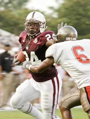 MSU runner stiff-arms opponent