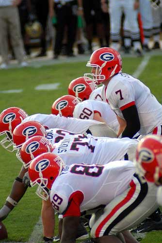 Matt Stafford at Georgia line of scrimmage