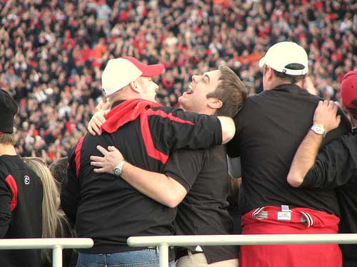 Georgia football fans celebrate touchdown against Auburn
