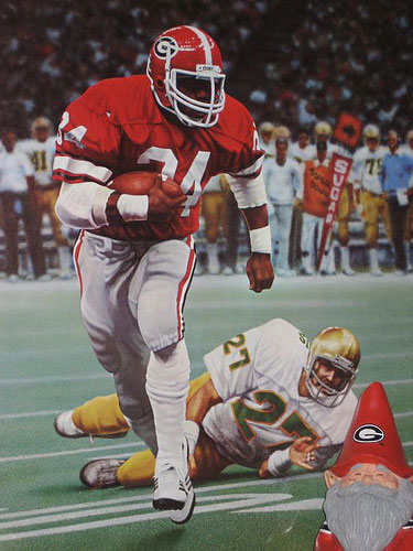  Nice shot of Herschel Walker at Georgia, with UGA gnome.