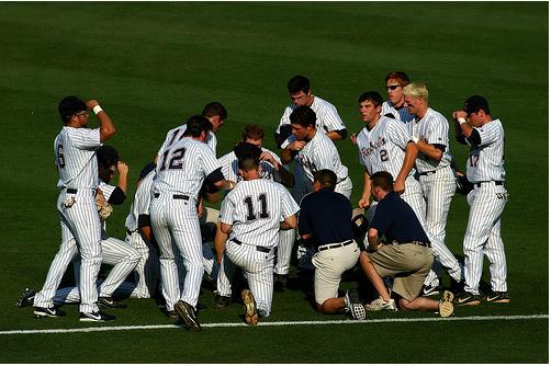 Ole Miss Baseball Team Huddle