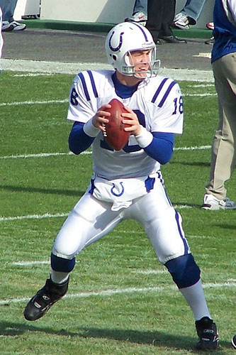  Peyton Manning drops back to pass.