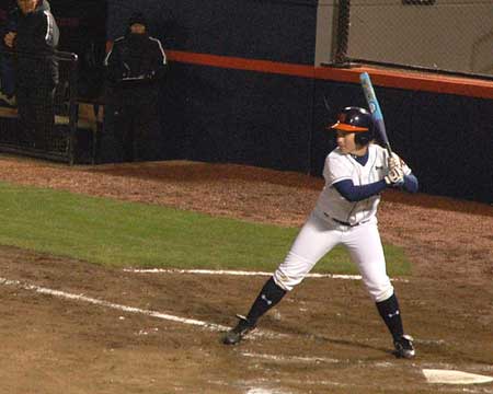 Auburn softball player's batting stance