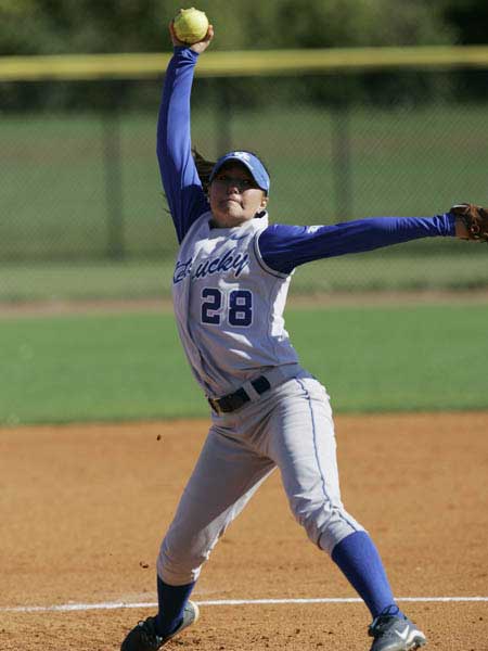  Picture displays womens softball pitch 