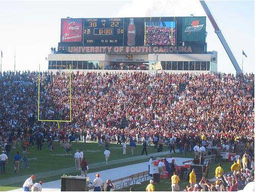 South Carolina Gamecocks football fans behind the endzone