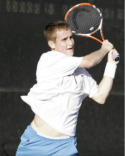 Florida's Greg Ouellette displays his backhand swing 
