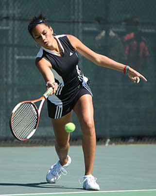  Georgia women's tennis player hits forehand  