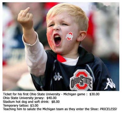 Priceless Salute of Michigan by Young Ohio State Fan