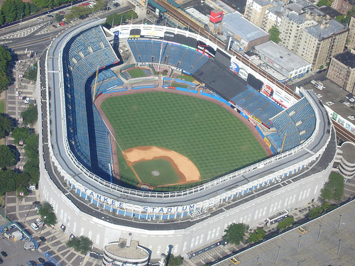 Overhead view of Yankee Stadium.